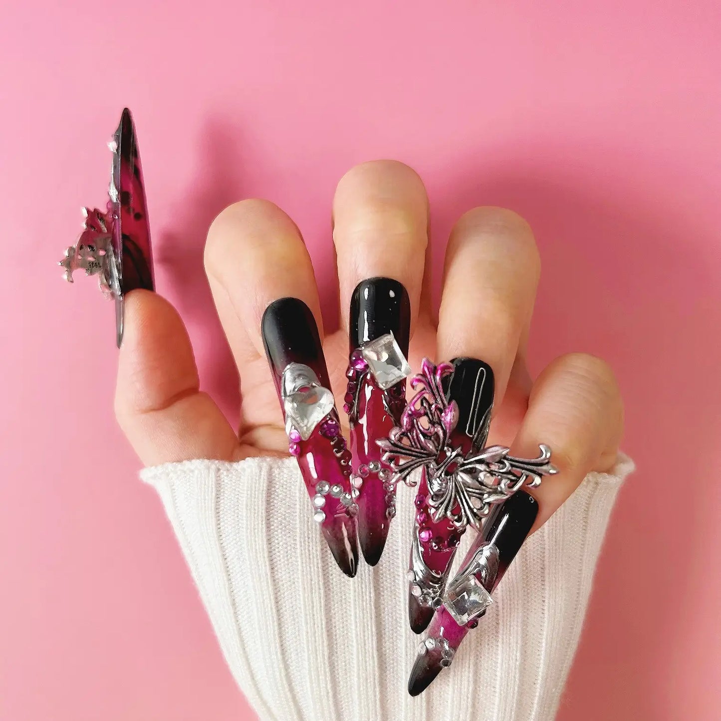 Q109-PURPLE BUTTERFLY-STILETTO