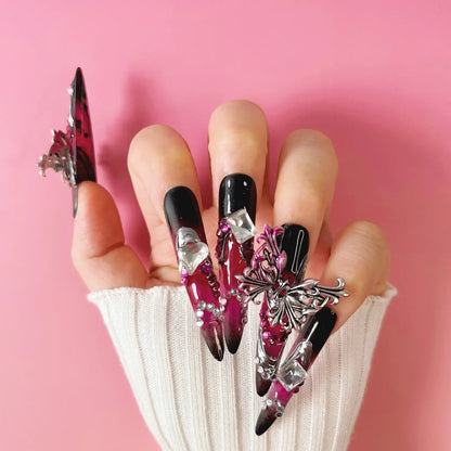 Q109-PURPLE BUTTERFLY-STILETTO