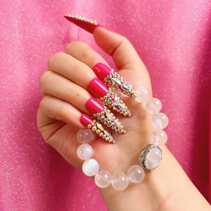 Q193-FRENCH REINSTONE PINK-STILETTO