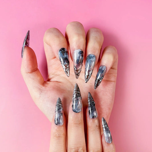 Q055-BLUE GALAXY-STILETTO