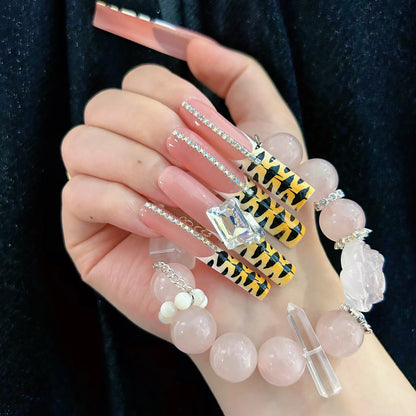 Q103-PINK TIGER STRIPED-SQUARE