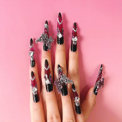 Q109-PURPLE BUTTERFLY-STILETTO