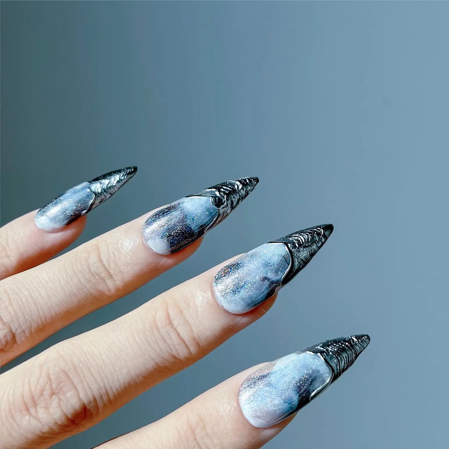 Q055-BLUE GALAXY-STILETTO
