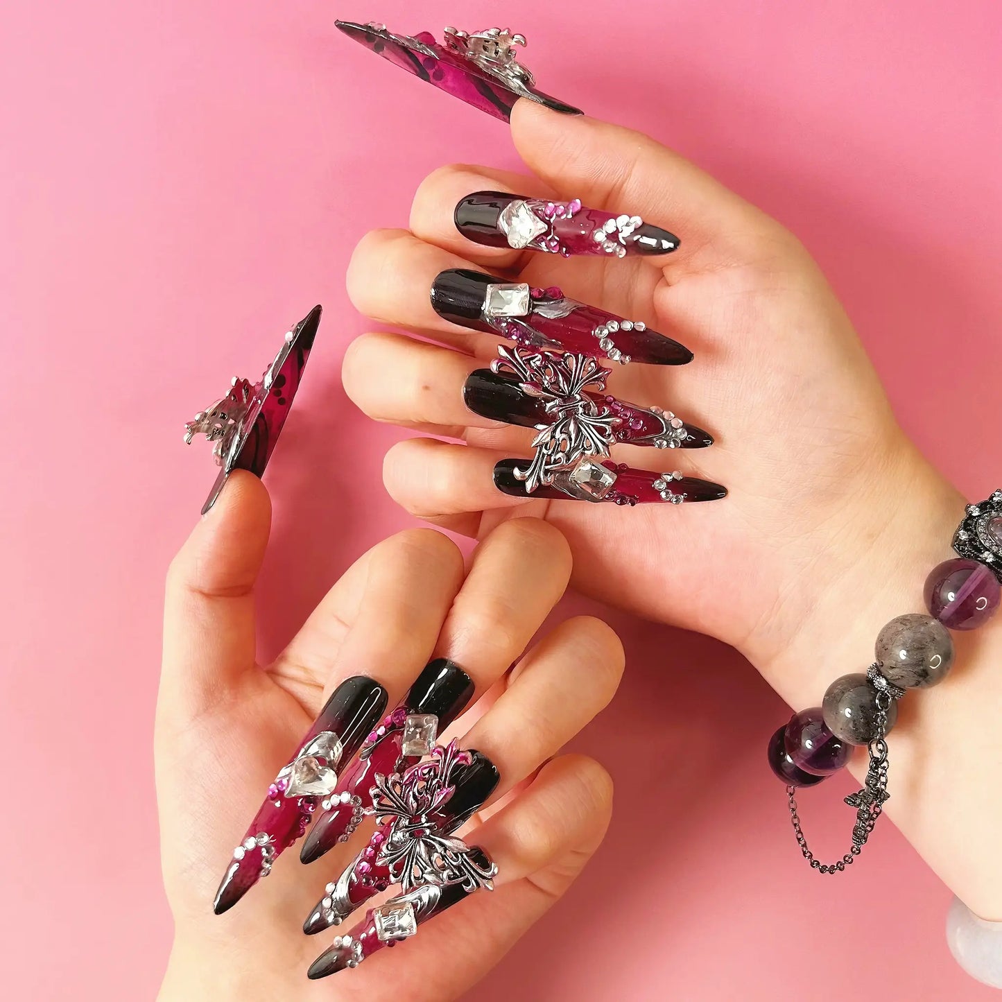 Q109-PURPLE BUTTERFLY-STILETTO