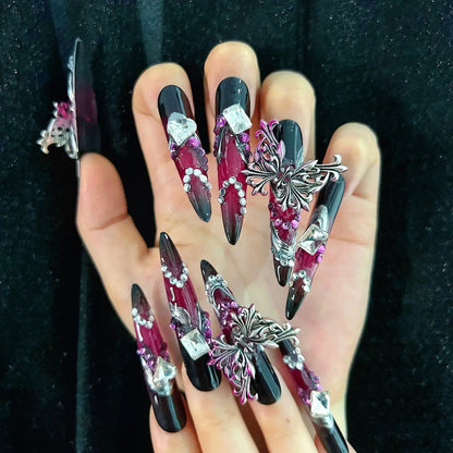 Q109-PURPLE BUTTERFLY-STILETTO