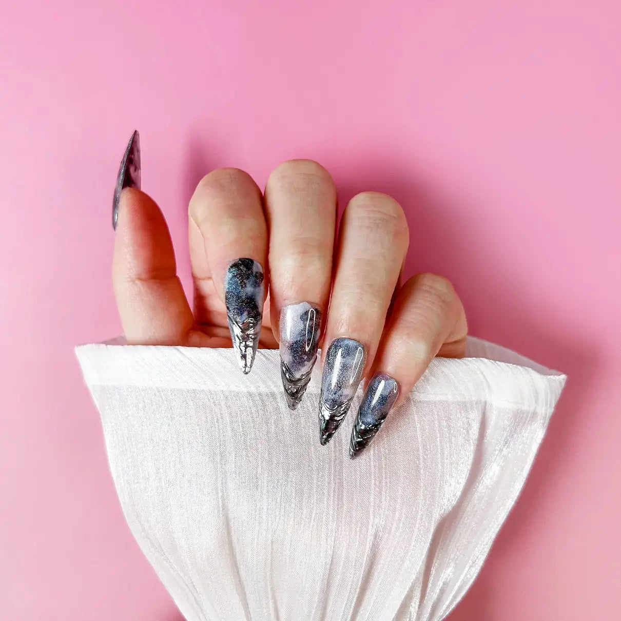 Q055-BLUE GALAXY-STILETTO