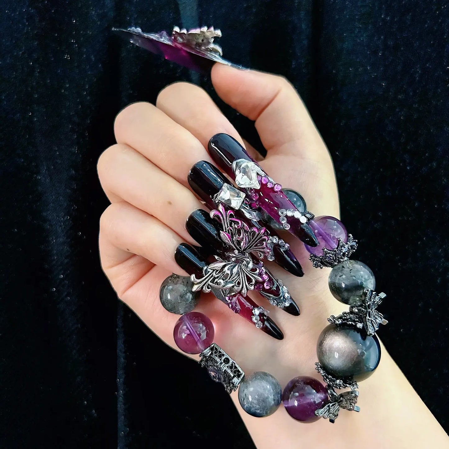 Q109-PURPLE BUTTERFLY-STILETTO